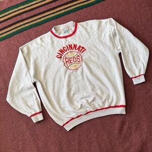 Vintage 80s Cincinnati Reds Ringer Sweatshirt 1975 Champs Baseball MLB
